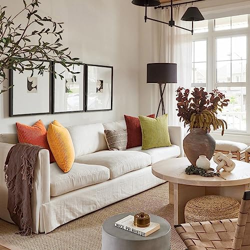 Topfinel Fall Burnt Orange Throw Pillow Covers 16x16 Set of 4,Corduroy Striped Decorative Cushion Cases for Couch Living Room Sofa Guest Bedroom Fluffy,Small Cute Shams - Image 6