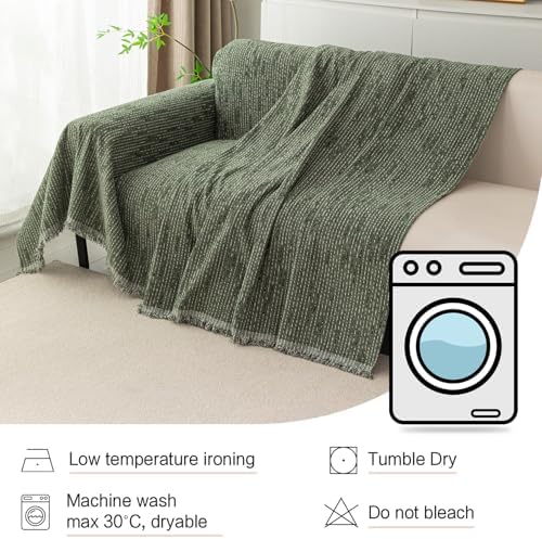 MYSKY HOME Couch Covers for 2 Cushion Couch Sofa, Chenille L Shape Sectional Couch Cover - Pet-Friendly, Machine Washable, Non-Slip Sofa Protector for Dogs, Kids, 71"x118", Moss Green - Image 6