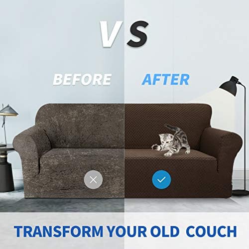 ZNSAYOTX 1 Piece Jacquard Couch Covers for 3 Cushion Couch High Stretch Sofa Cover for Pets Dogs Anti Slip Extra Large Sofa Slipcovers Furniture Protector (XL Sofa, Dark Coffee) - Image 4