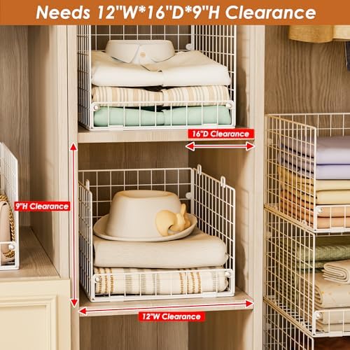 5-Tier Stackable Closet Storage Shelves, Closet Organizers and Storage Basket, Foldable & Stackable Closet Organizers for Closet System, Space-Saving Closet Shelf for Home ,White(Patent No. 30022416) - Image 4