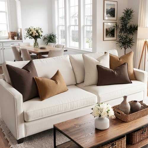 MIULEE Decorative Linen Lumbar Pillow Cover 12x20 Inch Brown - Image 2