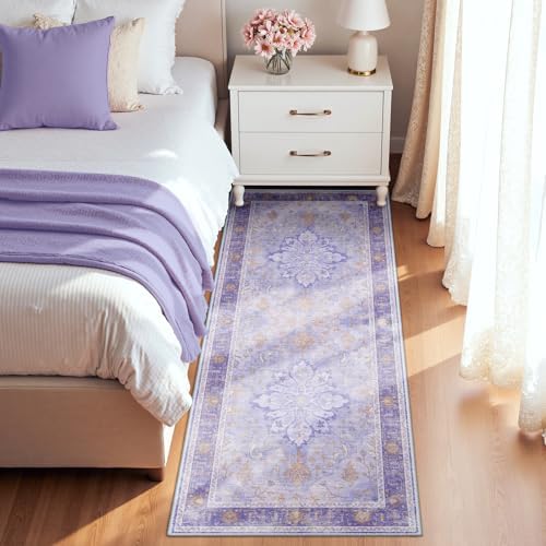 RELEANY Washable Area Rug, Runner 2'x8', Purple - Image 2