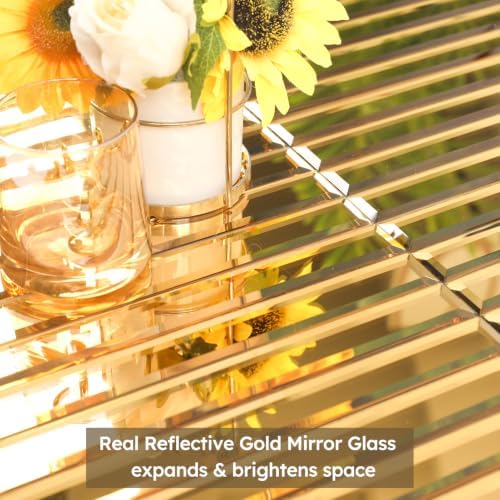 Diflart Peel and Stick Mirror Backsplash Tile, Gold, 11.8 x 11.8 Inch, Beveled Mirror Strip Tile for Kitchen Bathroom Bar Accent Wall, Pack of 5 Sheets - Image 5
