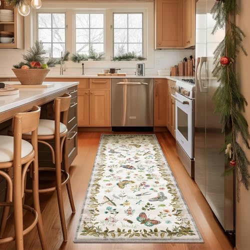 Machine Washable Kitchen Runner Rugs: 2'6"x8' Hallway Runner Stain Resistant Non Slip Low Pile Soft Carpet Runners for Hallways Indoor Entryway Kitchen Laundry Room Bedroom Bathroom Farmhouse - Image 2