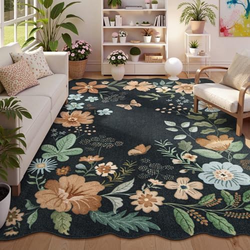 Lahome Floral Washable Rugs 8x10, Soft 8x10 Rugs for Living Room Bedroom by Lahome