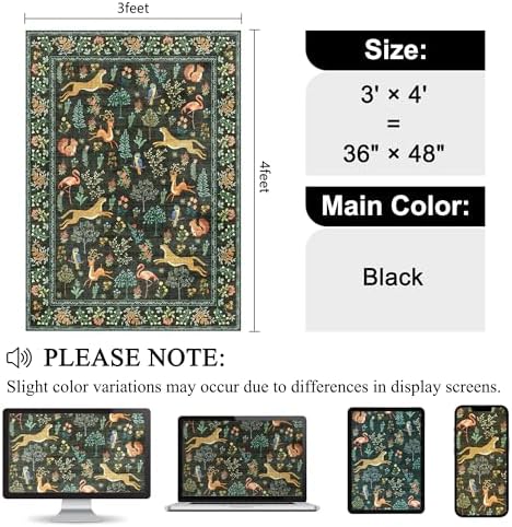 DUKINO 3x4 Rug, Washable Animal Area Rug for Entryway Non Slip, Black - Image 2
