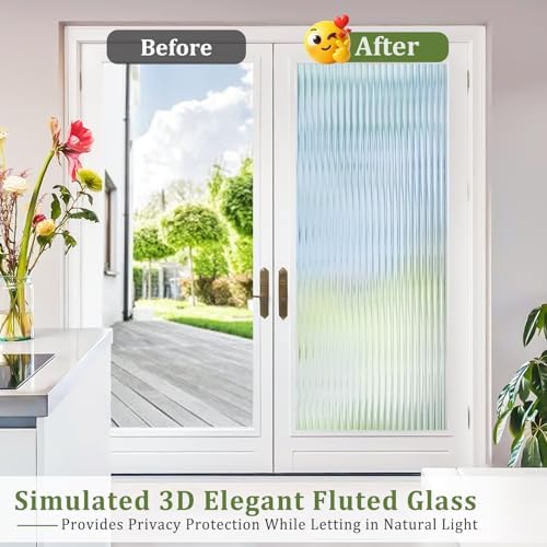 Beautyhero Reeded Glass Window Privacy Film 3D Static Cling, 45.2 x 78.7'' - Image 2