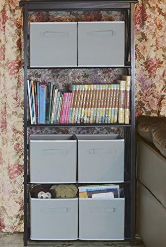 Simple Houseware 11-Inch Foldable Cube Storage Bins, Gray, 6-Pack - Image 6