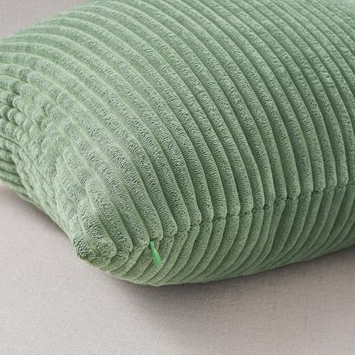 Topfinel Corduroy Throw Pillow Covers Pack of 2 Green 16"x16" No Insert with Hidden Zipper | Decorative Cushion Covers for Bedroom,livingroom and Nursery,Light Green - Image 2