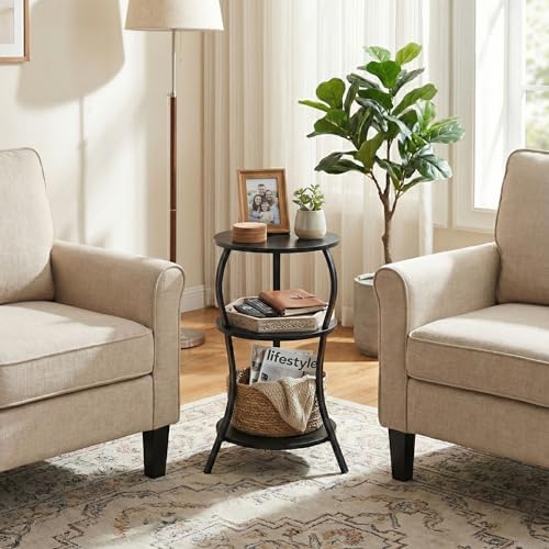 YEAKOO Small Round Side Table,3-Tier Slim Waist End Table for Small Spaces - Image 2