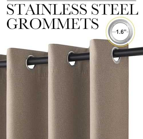 NICETOWN Taupe Sliding Glass Door Curtain 100% Blackout, W100 x L84 in - Image 3