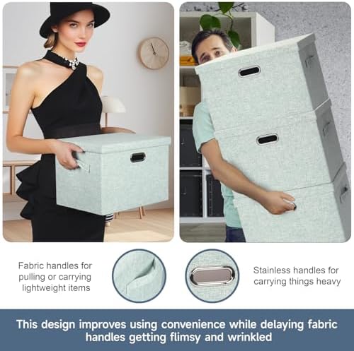 Storage Bins with Lids Fabric Closet Organizers Cubes Office Organization - Image 5