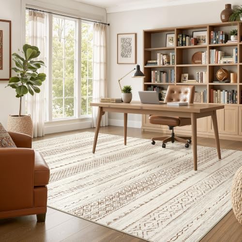 Nakagishi Boho 5x7 Area Rug Living Room Rugs Machine Washable Brown - Image 5