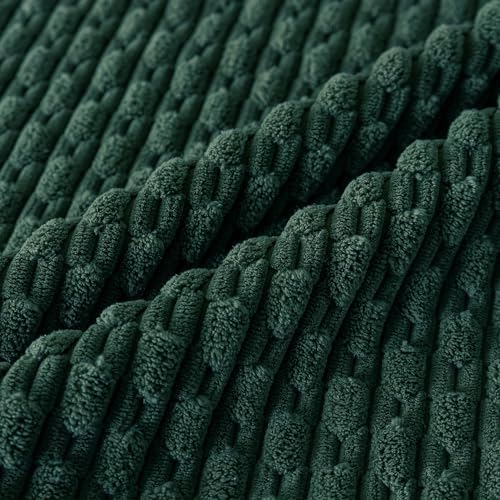 Set of 4 Dark Green Decorative Throw Pillow Covers 20x20 Inch Corduroy Pillow Covers for Bed Couch Sofa Living Room Soft Square Cushion Cases - Image 4