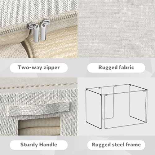 FHSQX 2 Pack Clothes Storage Bins, Ivory White, 15.7x11.8x9.8 Inch - Image 6