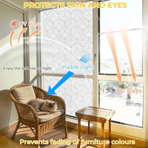 OHTMERU Window Privacy Film Decorative Non-Adhesive, Reusable, Anti-Glare - Image 4