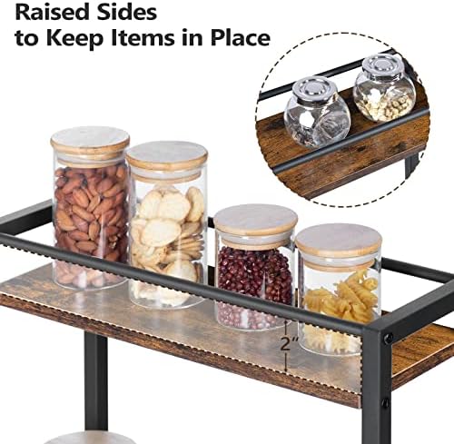 MAHANCRIS Slim Rolling Cart, Mobile Kitchen Cart on Wheels, Narrow Storage Cart for Small Space, Small Bar Cart, for Bathroom, Laundry, Living Room, Rustic Brown RCHR1501Z - Image 7