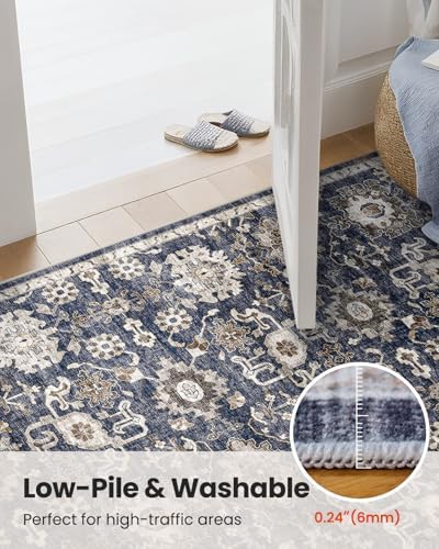 AMADA HOMEFURNISHING 10x14 Washable Area Rug, Low-Profile Large Area Rug with Non-Slip Backing & Durable Edge Binding, Vintage Large Rugs for Living Room, Bedroom & Dining Room - Image 6
