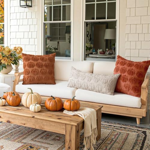 MIULEE Fall Pillow Cover Pumpkin Fall Decor Lumbar 14x36 Beige - Image 5