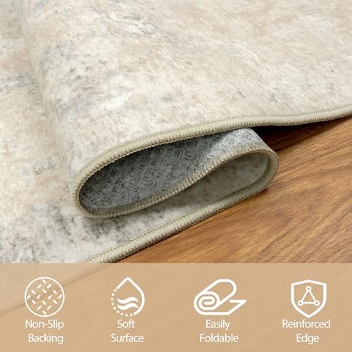 5x7 Area Rugs for Living Room Washable Bedroom Dining Room Beige Grey - Image 4