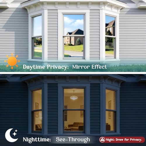 Haton Window Tint for Home, One Way Film, Black Silver 29.5" x 78.7" - Image 4