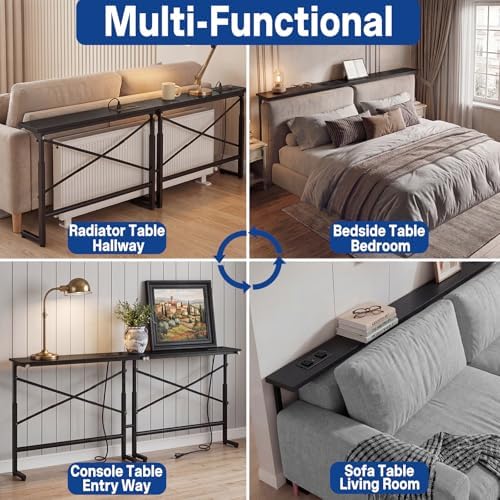 78.8 Inch Behind Couch Table with 2 AC Outlet, Narrow Console Table - Image 3