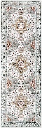 Moynesa Ultra-Thin Washable Runner - 2'6" x 8' Hallway Rug, Kitchen & Bathroom Carpet, Vintage Printed Low Pile Entryway Runner for Apartment, Camper, RV, Beige/Gold - Image 7