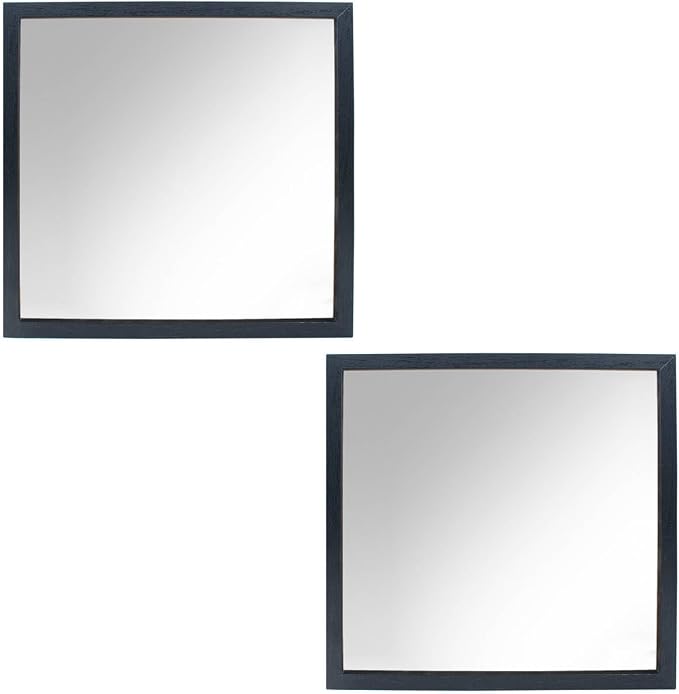 2 PCS Wooden Frame Square Decor Mirror 12.6" Unbreakable Acrylic Mirror by Unknown
