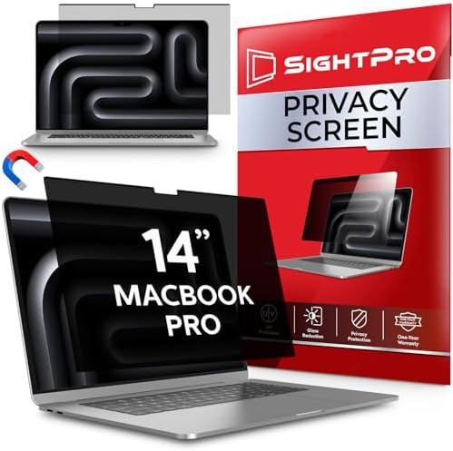 SightPro Magnetic Privacy Screen for MacBook Pro 14 Inch (2021-2026, M1-M5, Pro, Max) Patented Removable Laptop Privacy Filter Shield and Protector by SightPro