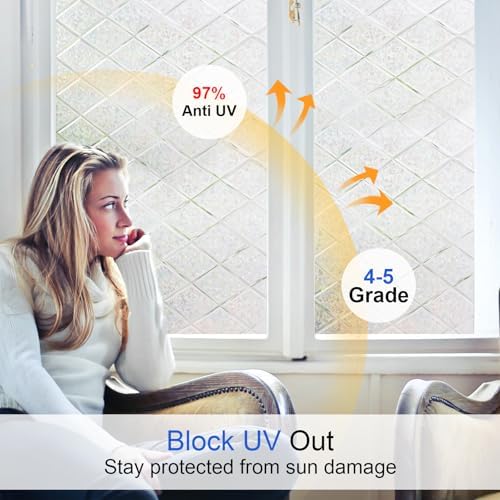 CottonColors Window Privacy Film 35"X 78",Lattice Pattern Window Film - Image 3
