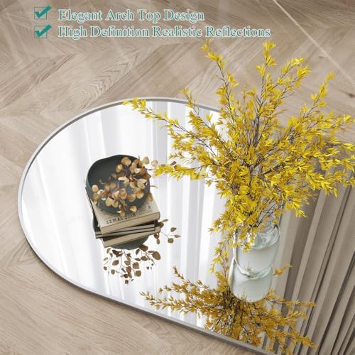 Full Length Mirror, 76''x34'' Full Floor Mirror with Stand, White Arched Wall Mirror with Aluminum Frame, Large Body Mirrors for Bedroom Living Room - Image 4