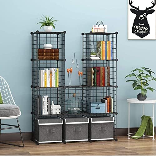 C&AHOME Wire Cube Storage, 12-Cube Storage Organizer Metal, C Grids, Black - Image 4