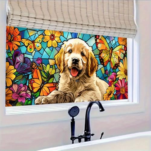 HOMETITUTE Colorful Puppy Butterfly Window Cling 39.3x17.7 Inch PVC - Image 5