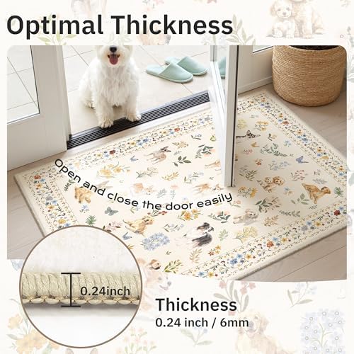Soalmost 2x3 Dog Rugs for Entryway, Washable Door Mat Animal Soft Rug Beige - Image 5