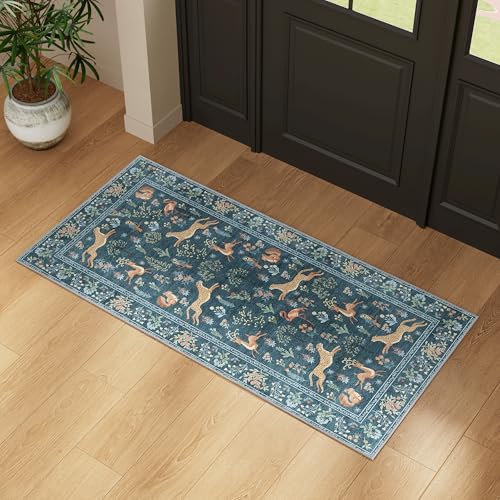 DUKINO 2x4 Rug for Entryway, Animal Washable Runner Rug for Kitchen, Blue - Image 6