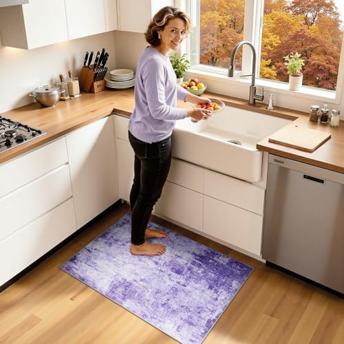 RELEANY Washable 2'x3' Abstract Area Rug for Living Room Purple - Image 2