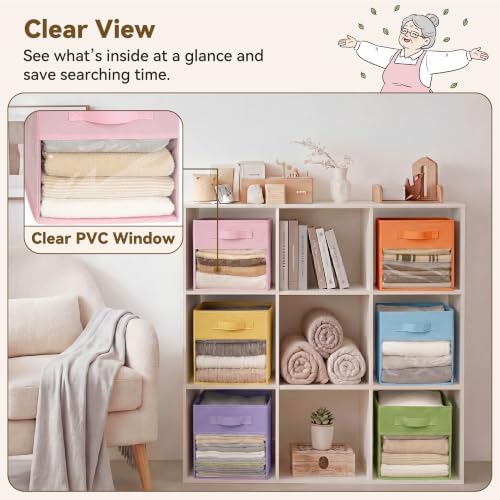 GRANNY SAYS 11x11 Storage Cube, Fabric Storage Bins, Rainbow, 6-Pack - Image 4