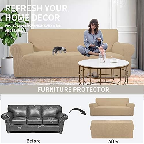 Easy-Going Stretch Oversized Chair Slipcover with Arm Washable Sand - Image 4