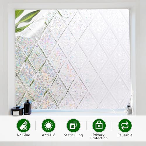 CottonColors Window Privacy Film 35"X 78",Lattice Pattern Window Film - Image 2