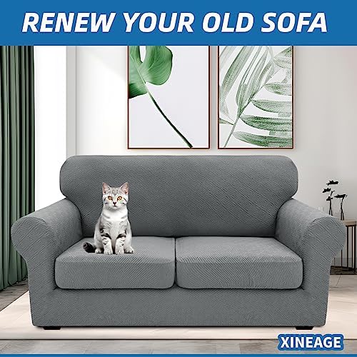 XINEAGE 3-Piece Stretch Loveseat Sofa Cover, Washable Couch Covers for Dog - Image 3