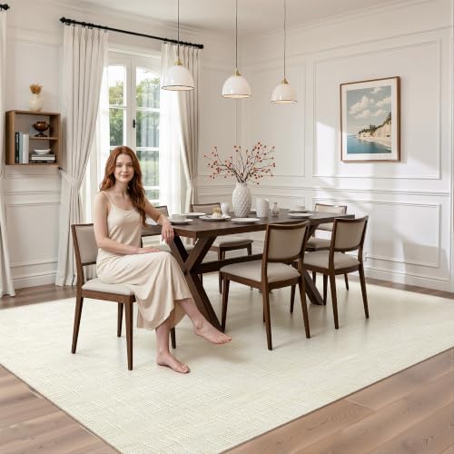 Valenrug Washable Rugs 5x7, High-Low Pile Area Rugs for Living Room, Ivory - Image 4