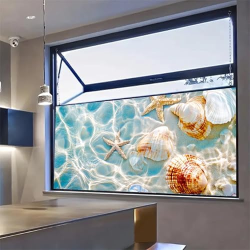 HOMETITUTE Beach Ocean Shell Starfish Window Cling 39.3x17.7 Inch PVC - Image 3