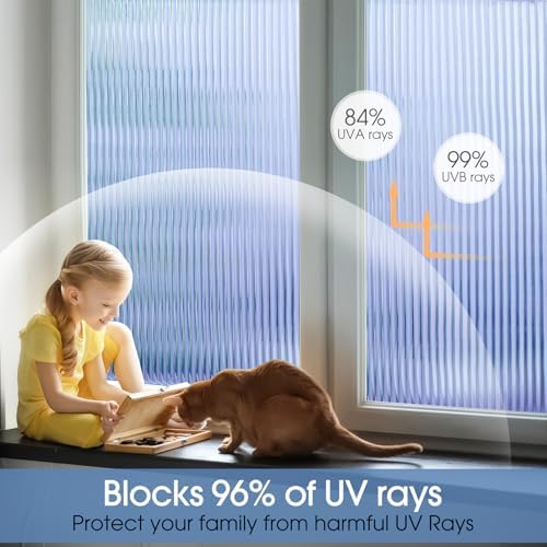 Coavas Reeded Glass Window Privacy Film, 3D Fluted Adhesive, 17.5"x78.7" - Image 3