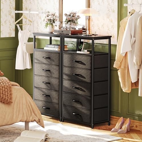 Huuger 5 Drawers Dresser with Charging Station, Dresser for Bedroom - Image 7