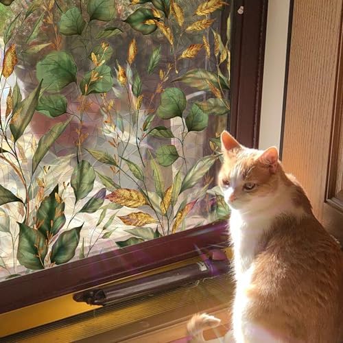 Rainbow Window Privacy Film with Tools, 3D Stained Glass Window Film for Home and Office, Spring & Autumn Leaves, 22.83"x 35.43"(58x90CM) - Image 5