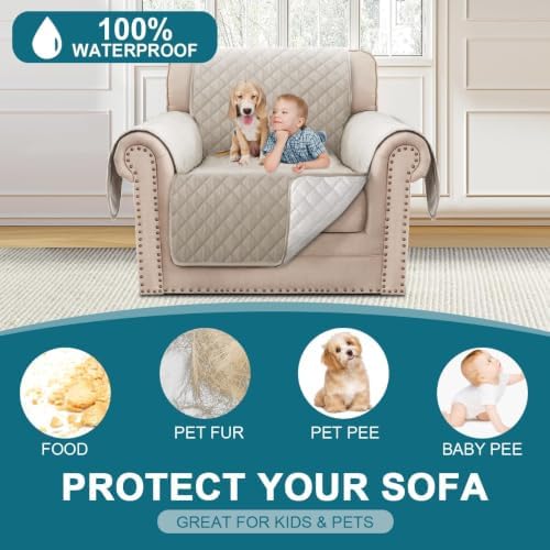 Turquoize 100% Waterproof Chair Covers Couch Covers for Dogs, Chair 28" - Image 2