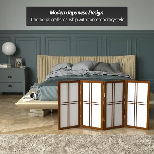 2 ft. Short Desktop Double Cross Shoji Screen - Walnut - 4 Panels - Image 3