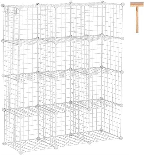 C&AHOME Wire Cube Storage, 12-Cube Storage Organizer Metal, C Grids, White by CAHOME