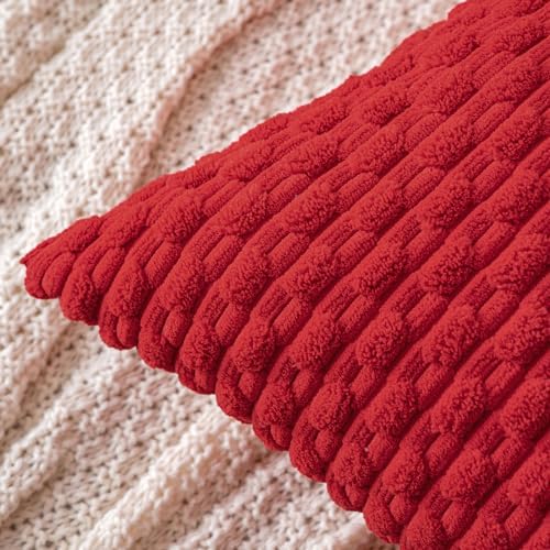 MIULEE Decorative Throw Pillow Covers 18x18 Red Textured Corduroy - Image 2