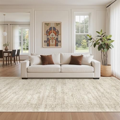 Soalmost Washable 4x12 Hallway Runner Rug Non-Slip Kitchen Entry Rugs Beige - Image 2